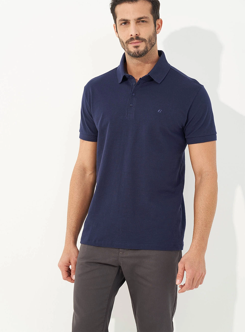 Camisa Polo Masculina Essential Piquet Azul Darkness