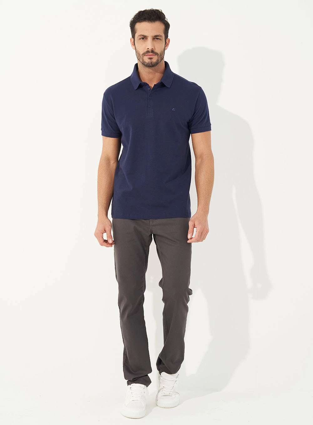 Camisa Polo Masculina Essential Piquet Azul Darkness