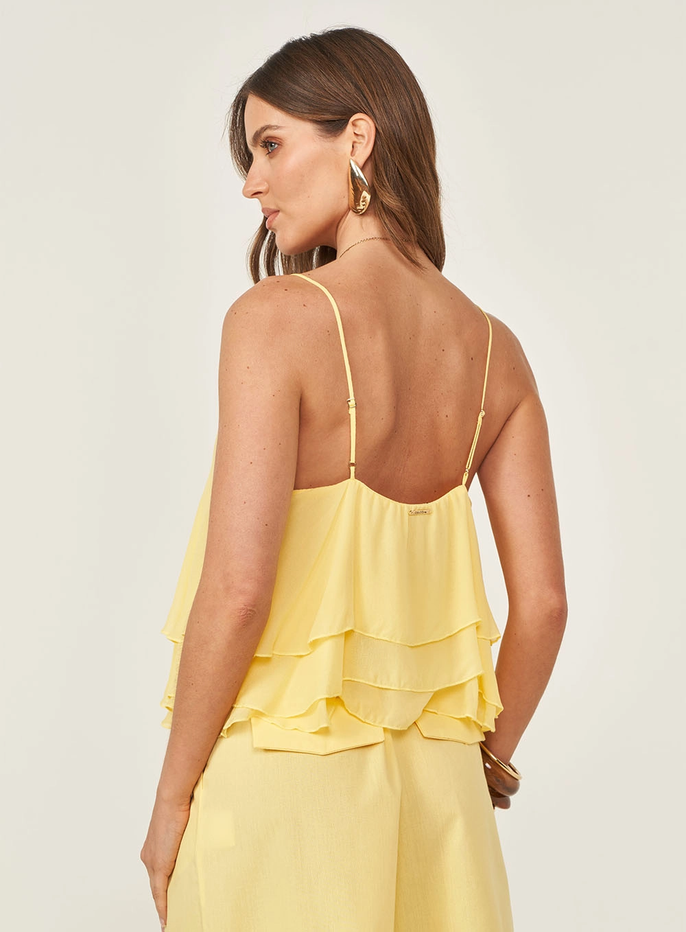 Blusa Comfort Com Babados Amarelo