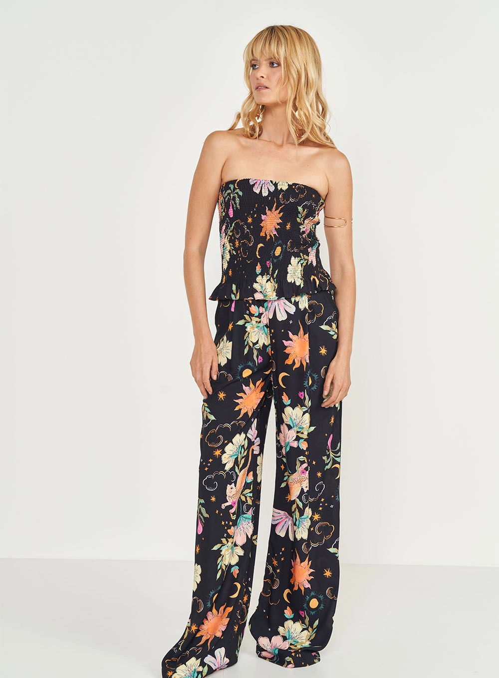 Blusa Slim Estampada Sem Alças Estampados