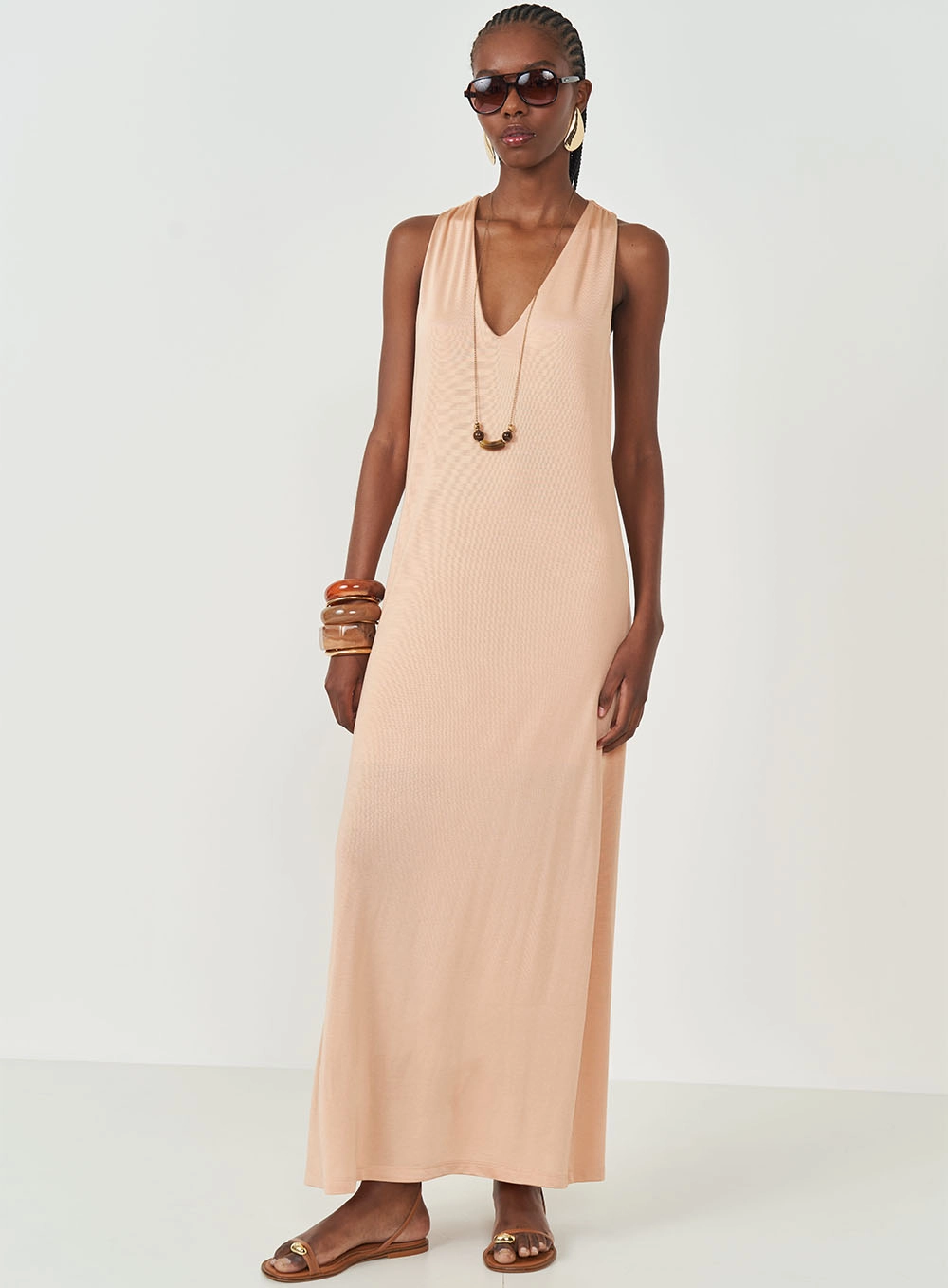 Vestido Midi Comfort Bege