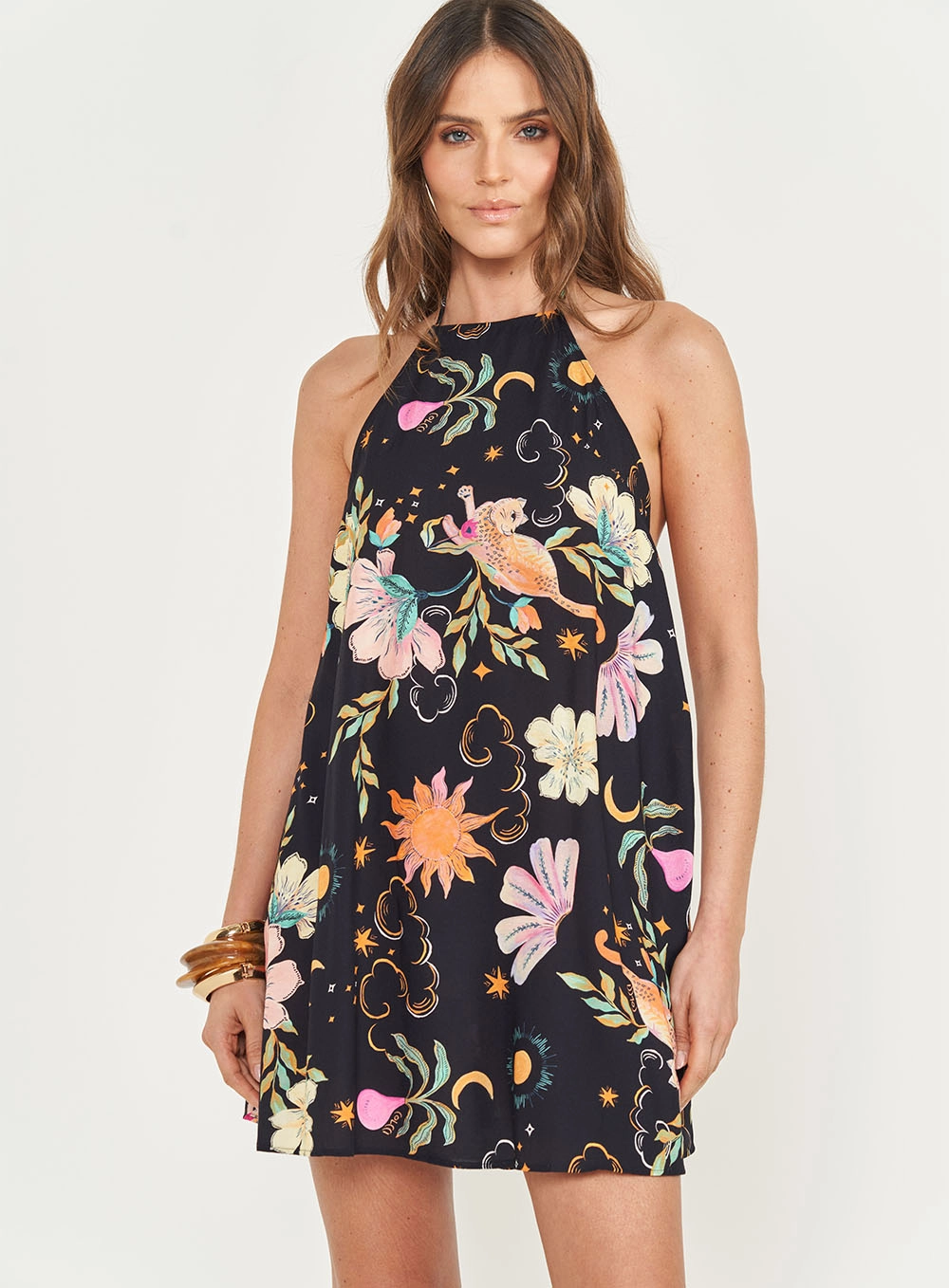 Vestido Loose Frente Única Estampado Estampados