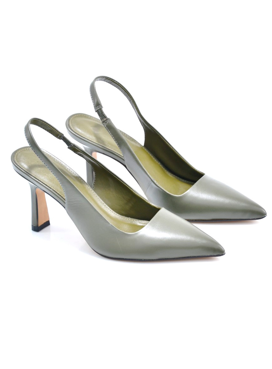 Scarpin Couro Bico Fino Slingback Verde 1