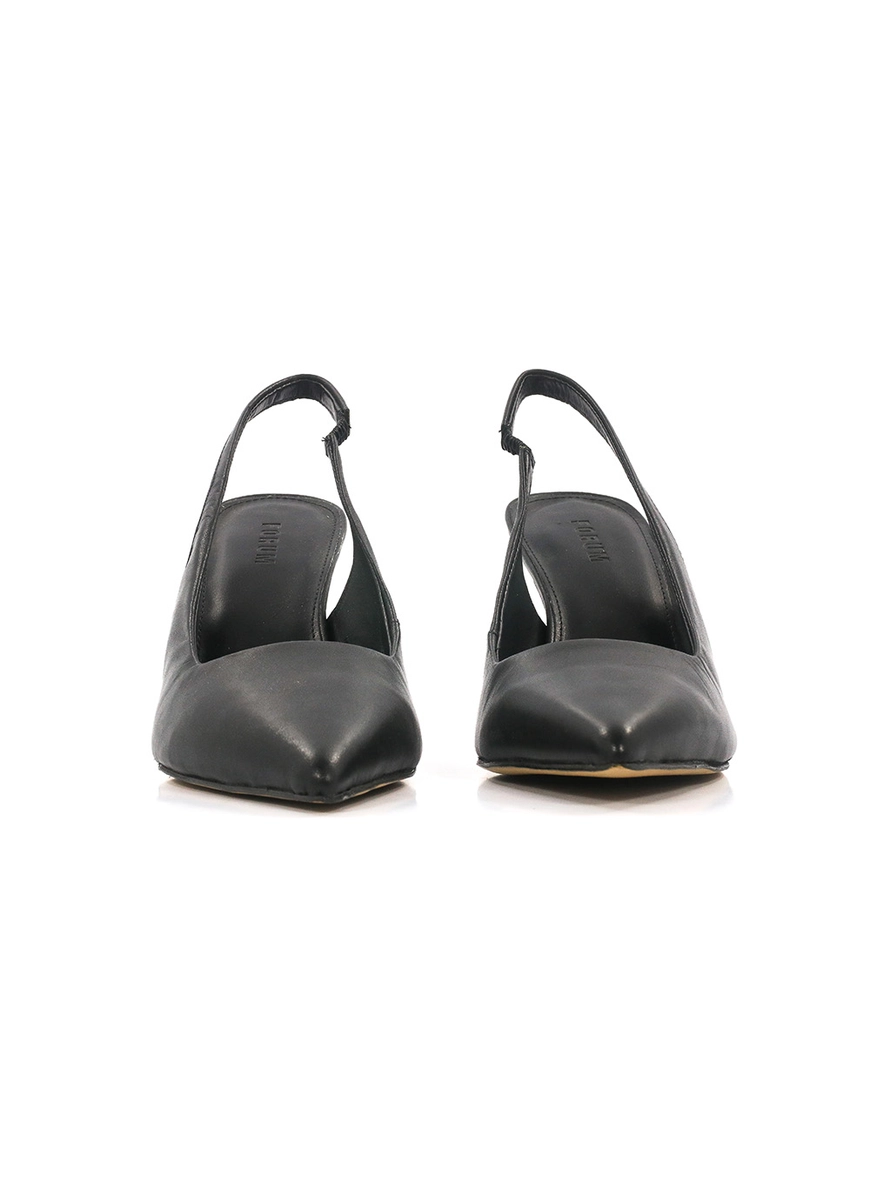 Scarpin Couro Bico Fino Slingback Preto 2