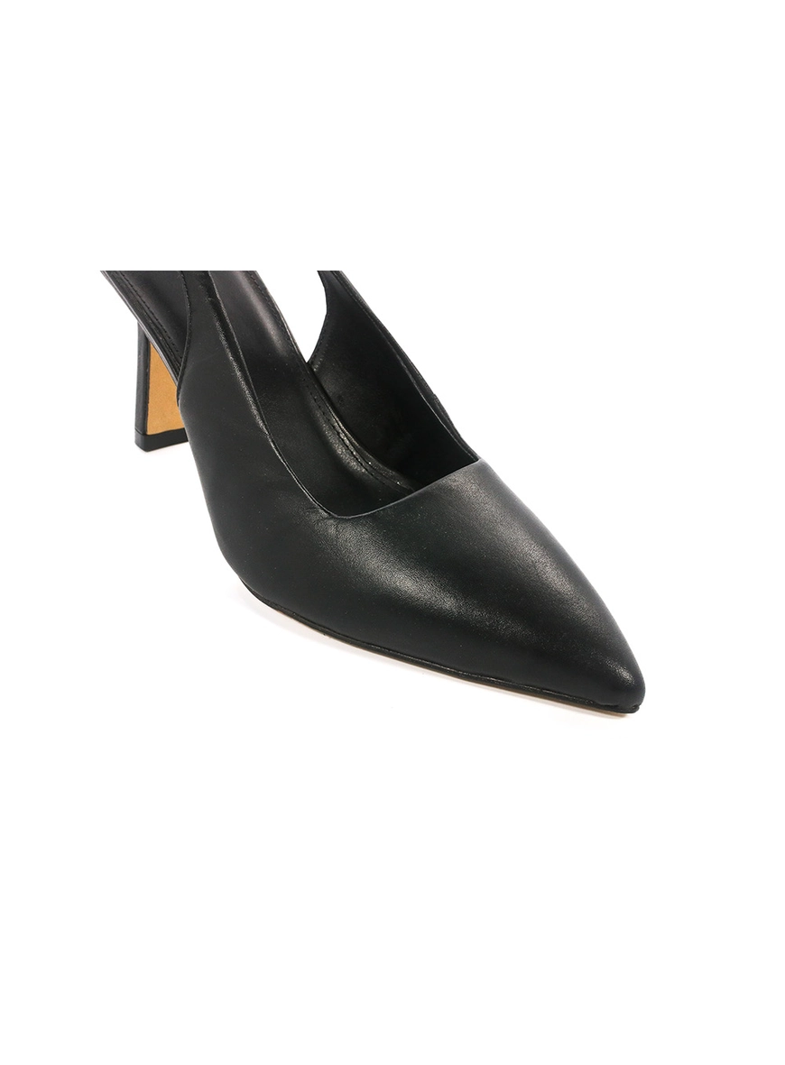 Scarpin Couro Bico Fino Slingback Preto 5