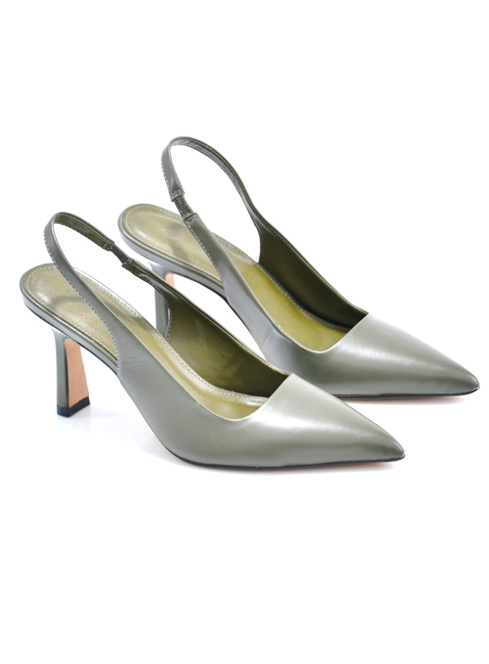 Scarpin Couro Bico Fino Slingback Verde 1