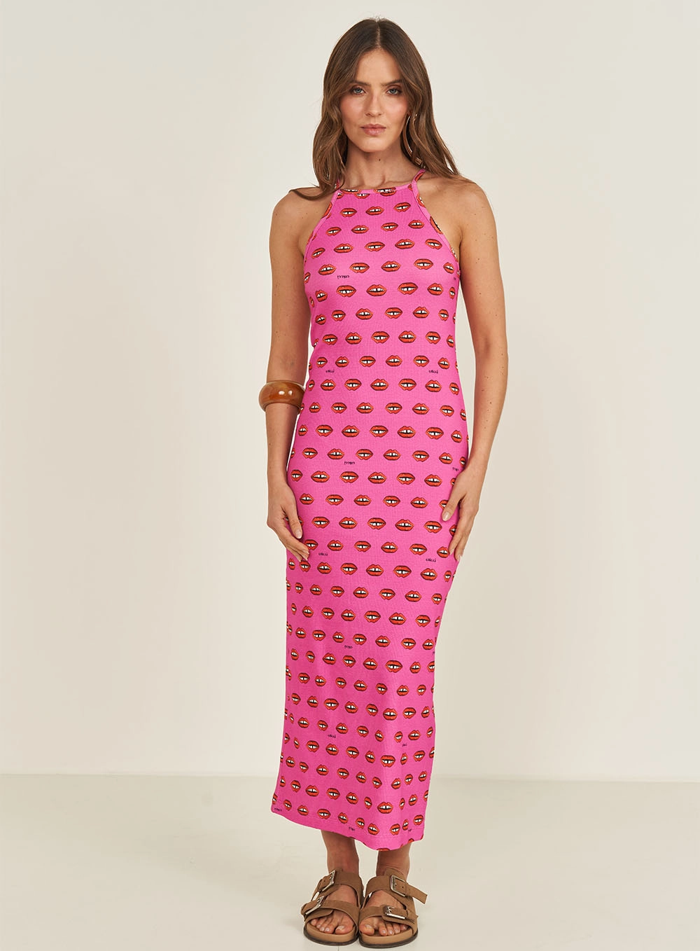 Vestido Midi Slim Estampado Estampados