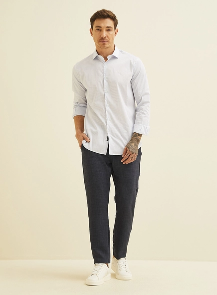 Camisa Slim Listrada Manga Longa