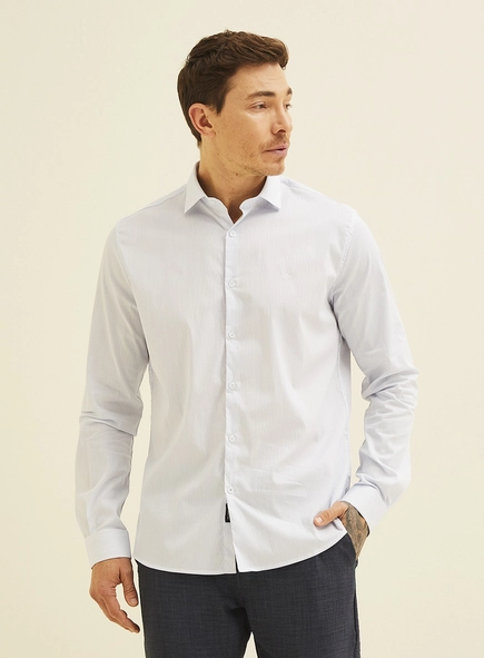 Camisa Slim Listrada Manga Longa