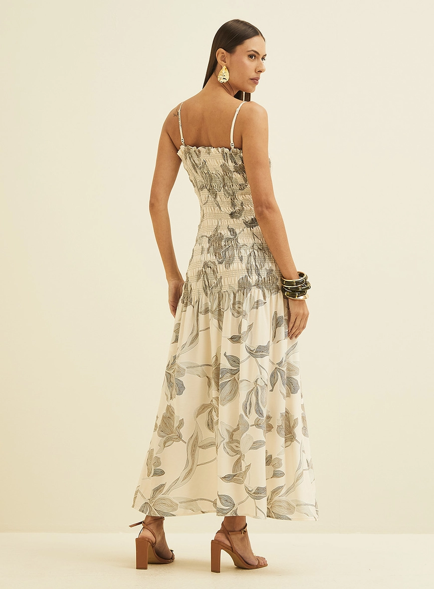 Vestido Ajustado Estampado Com Lastex Estampados