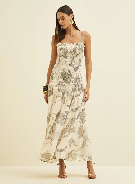 Vestido Ajustado Estampado Com Lastex