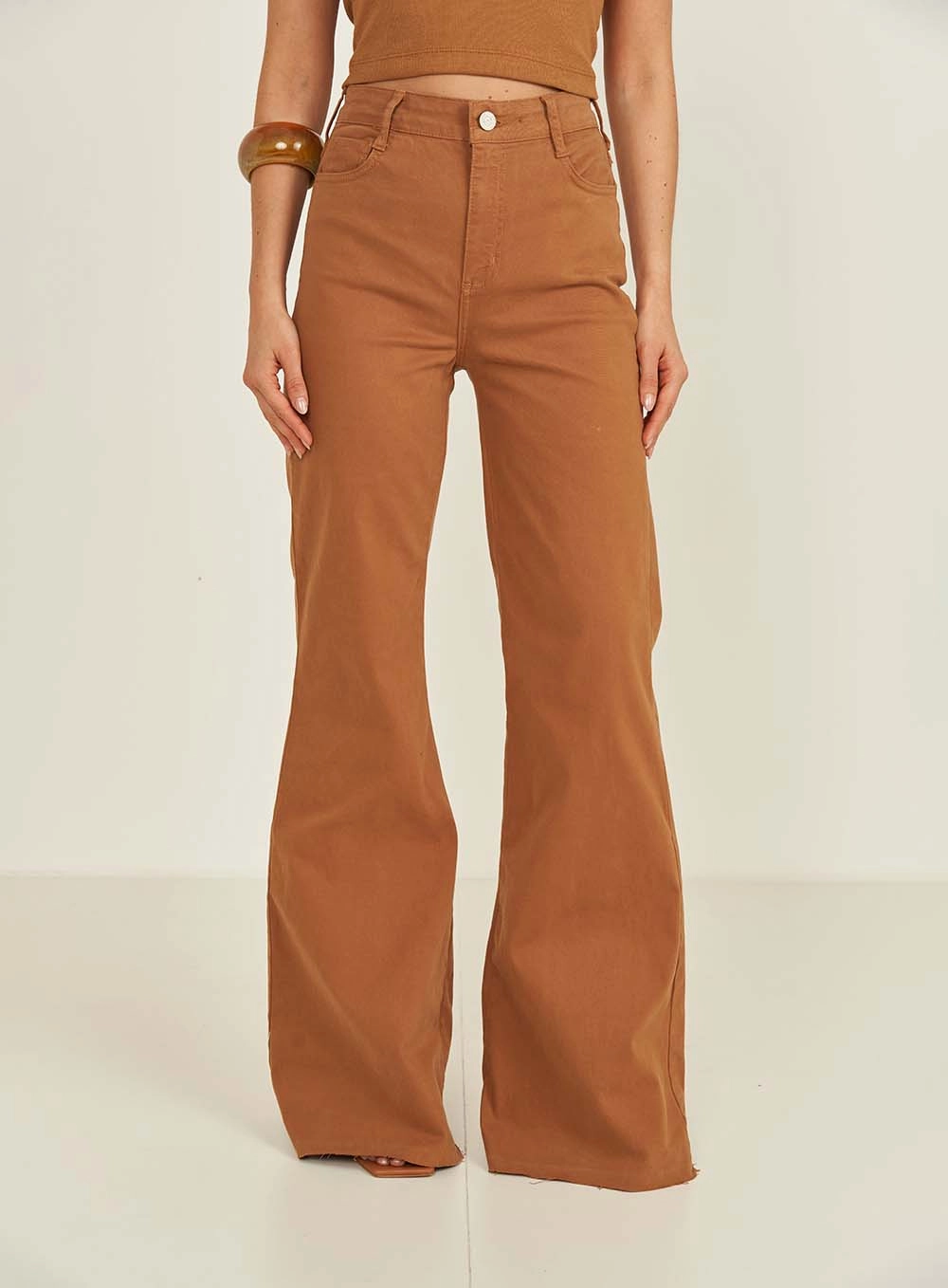 Calça Madrid Boot Cut Cintura Alta Marrom Evermore