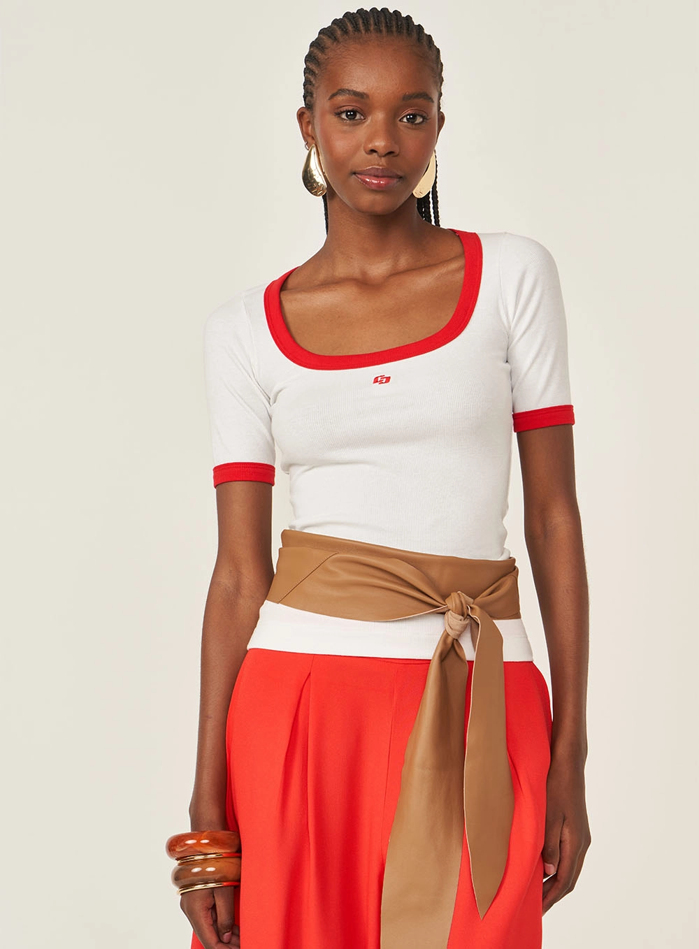 Blusa Canelada Manga Curta Off