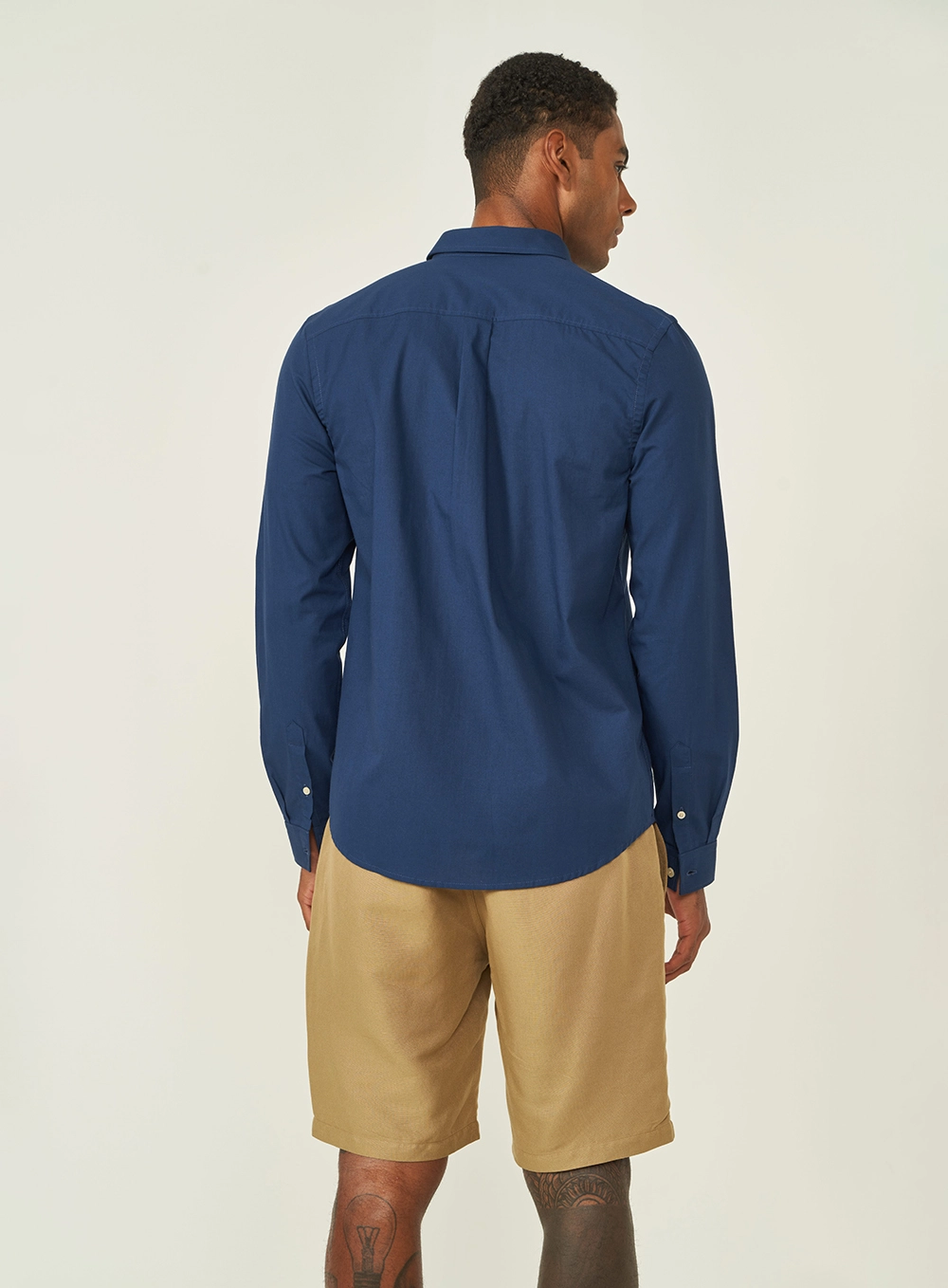 Camisa Masculina Relax Manga Longa Azul