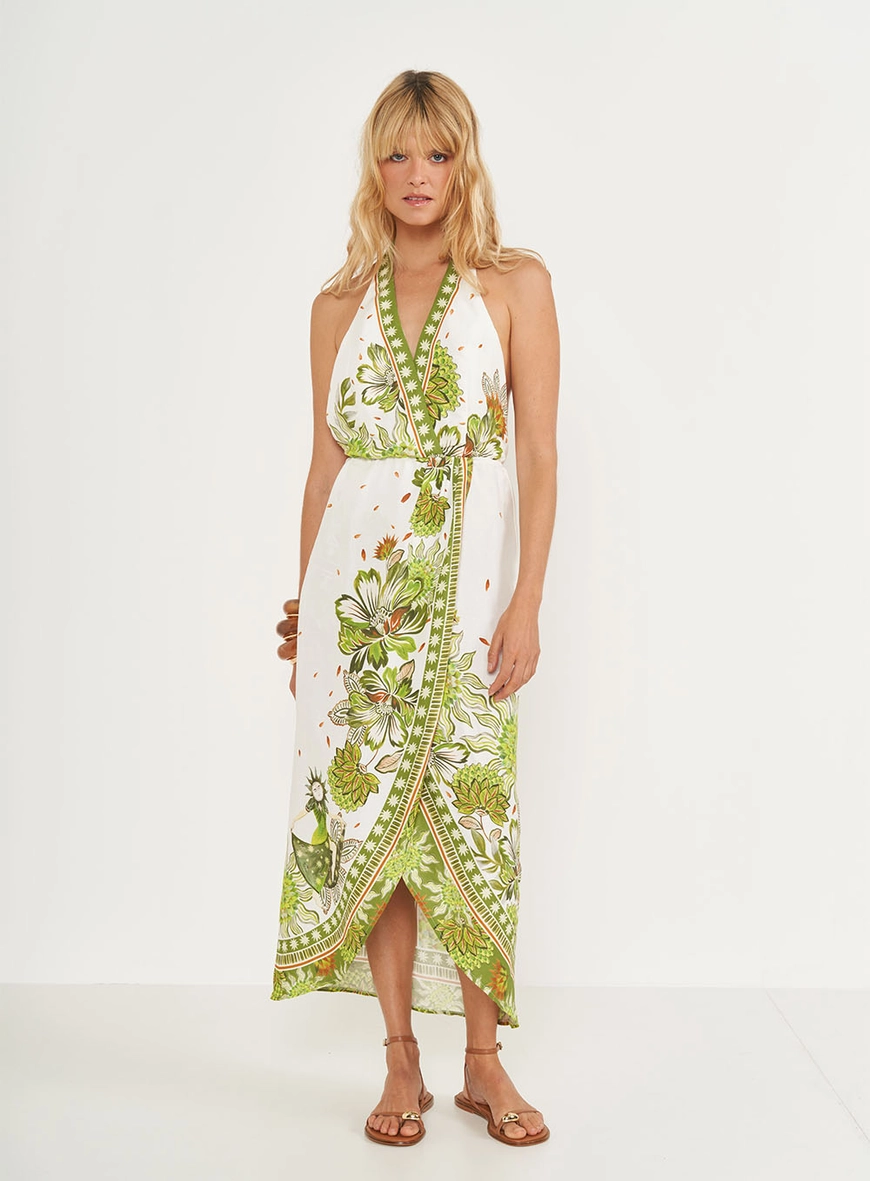 Vestido Midi Frente Única Estampado