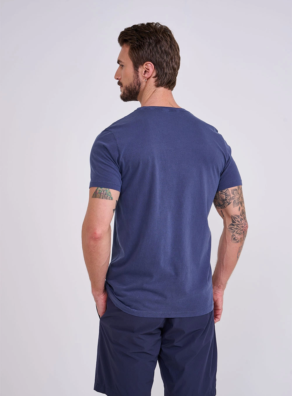 Camiseta Slim Manga Curta Masculina Azul