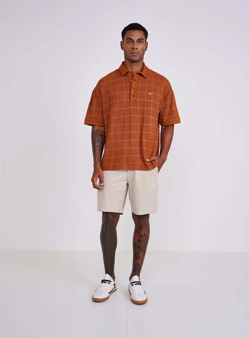 Polo Em Tricô Estampada