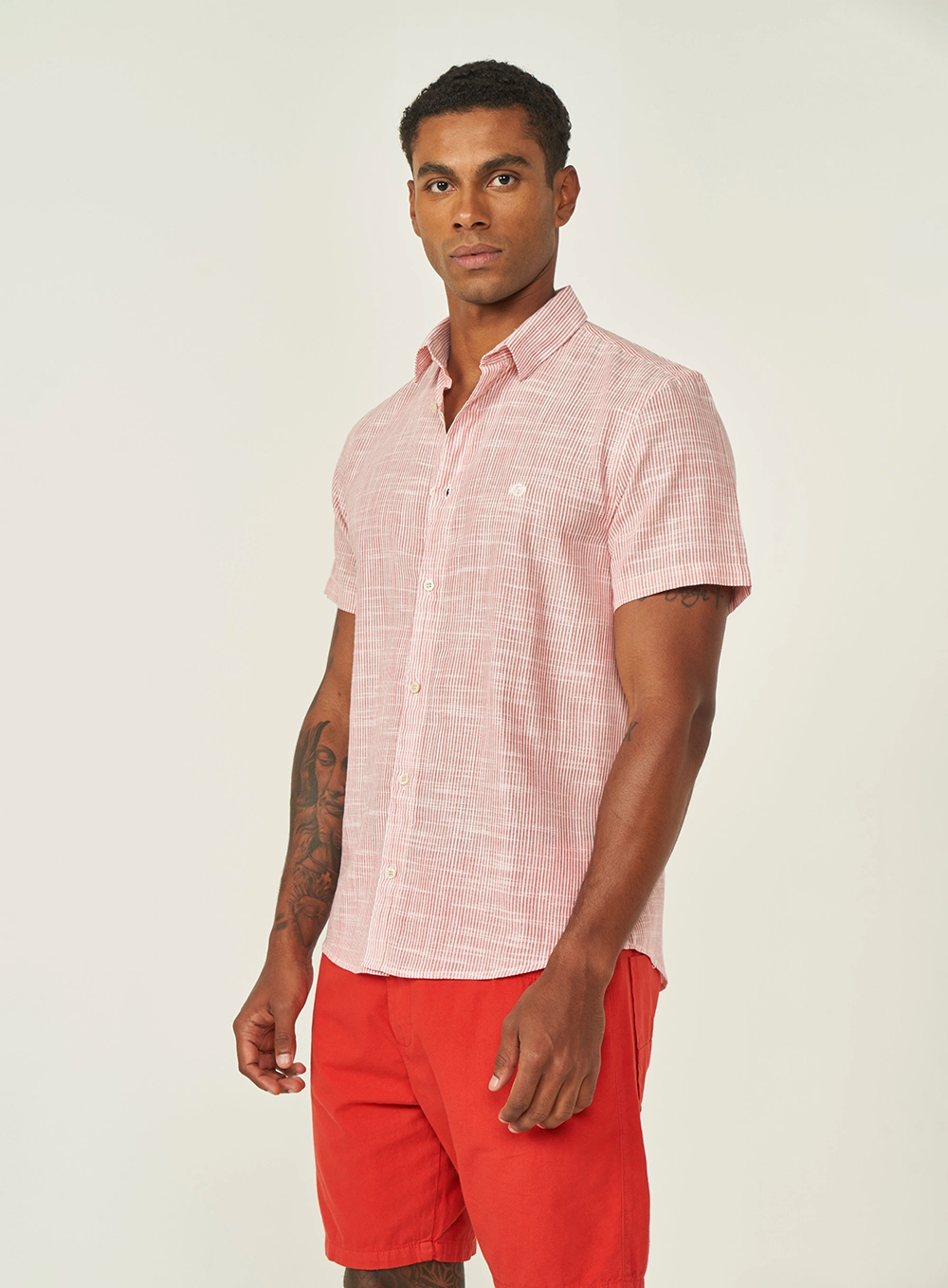 Camisa Listrada Relax Manga Curta Estampados