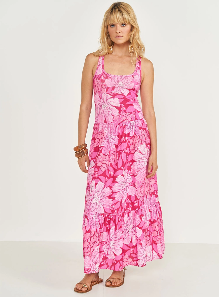 Vestido Longo Estampado Evasê