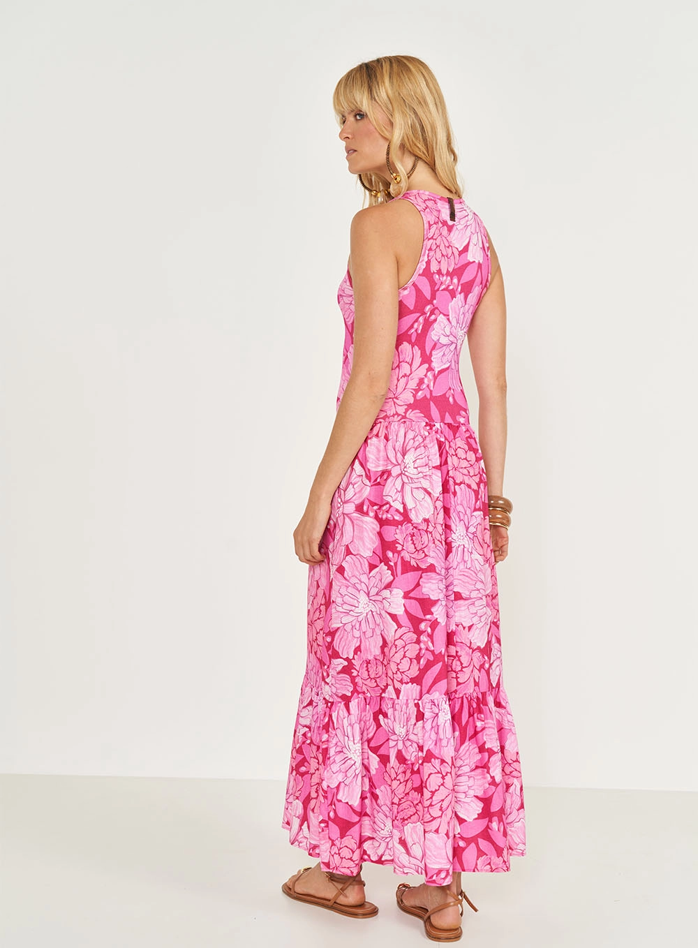 Vestido Longo Estampado Evasê Estampados