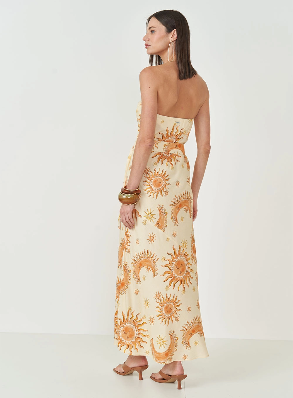 Vestido Midi Estampado Com Faixa Para Amarração Estampados