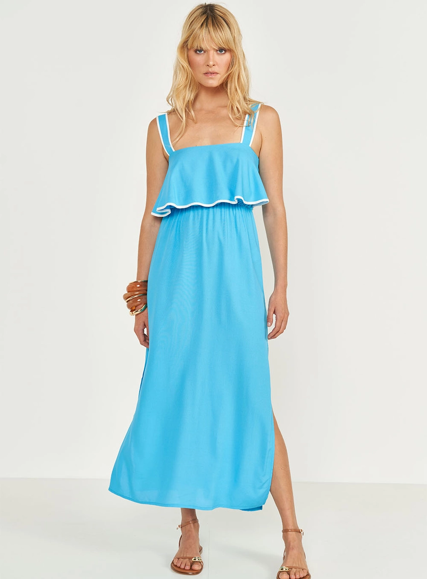 Vestido Midi Com Babados