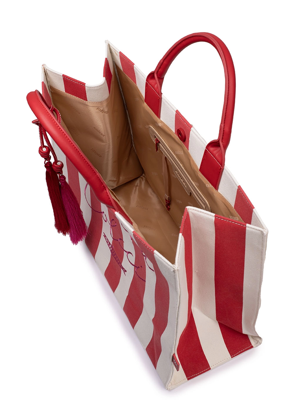 Bolsa Riviera Fashion Listrada Vermelho