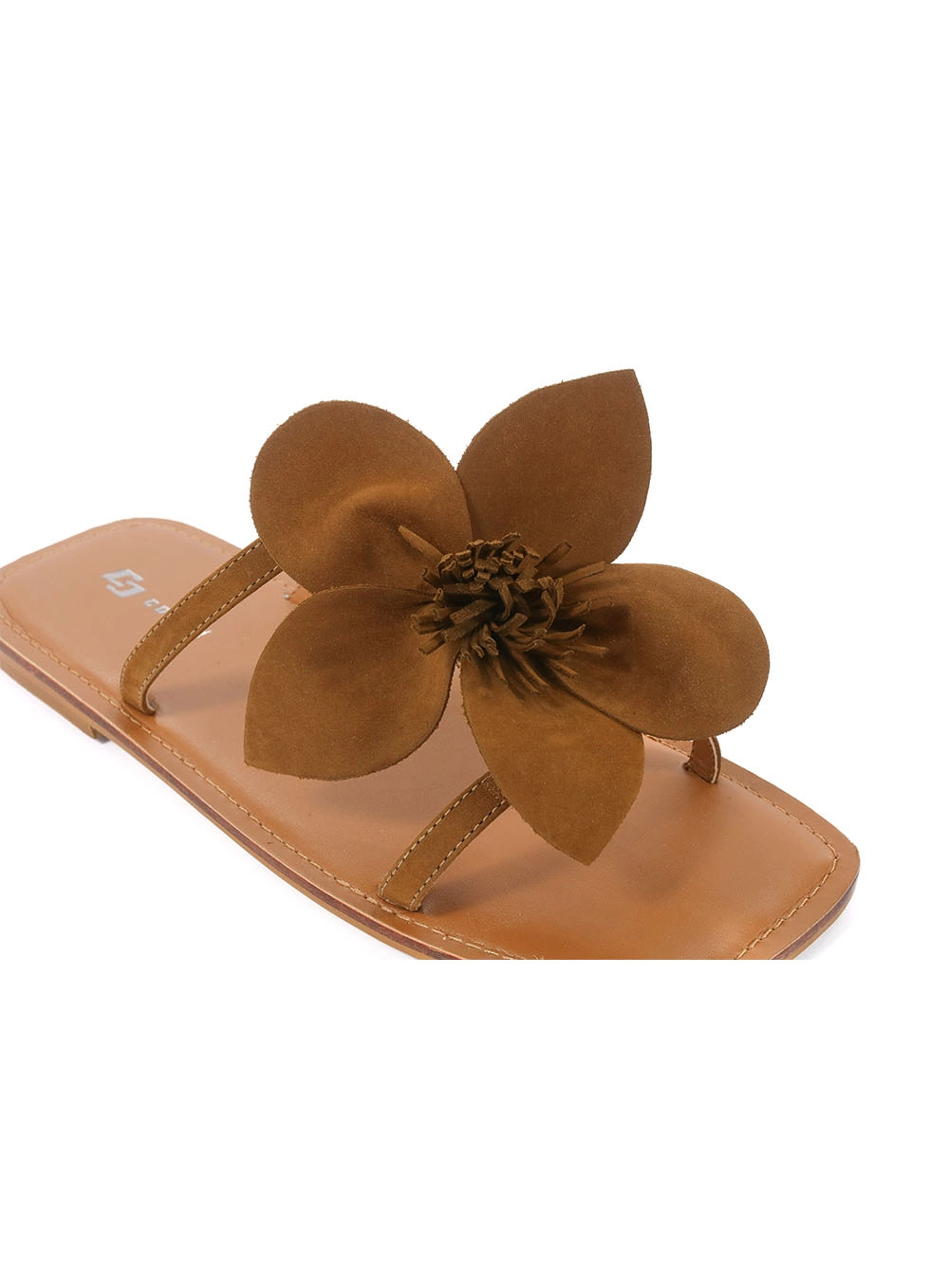 Sandália Rasteira Flor Em Couro Colcci Marrom Evermore
