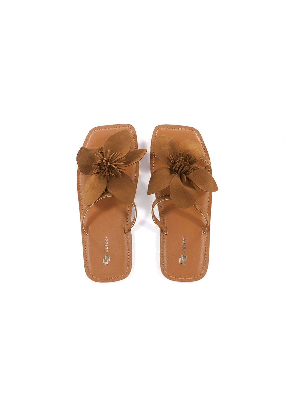Sandália Rasteira Flor Em Couro Colcci Marrom Evermore