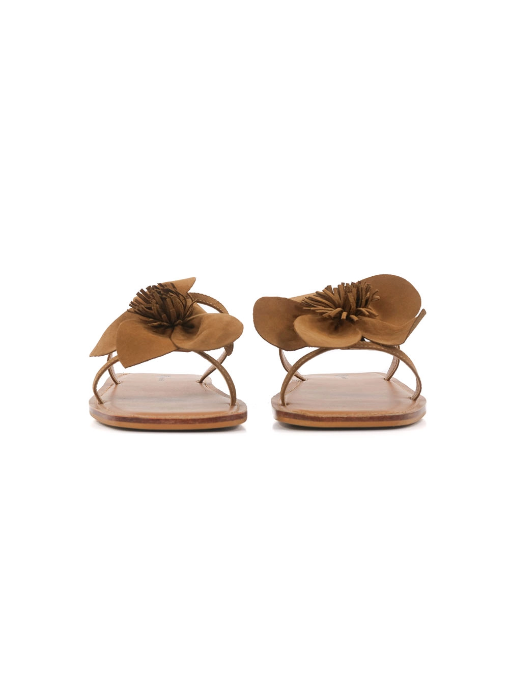 Sandália Rasteira Flor Em Couro Colcci Marrom Evermore