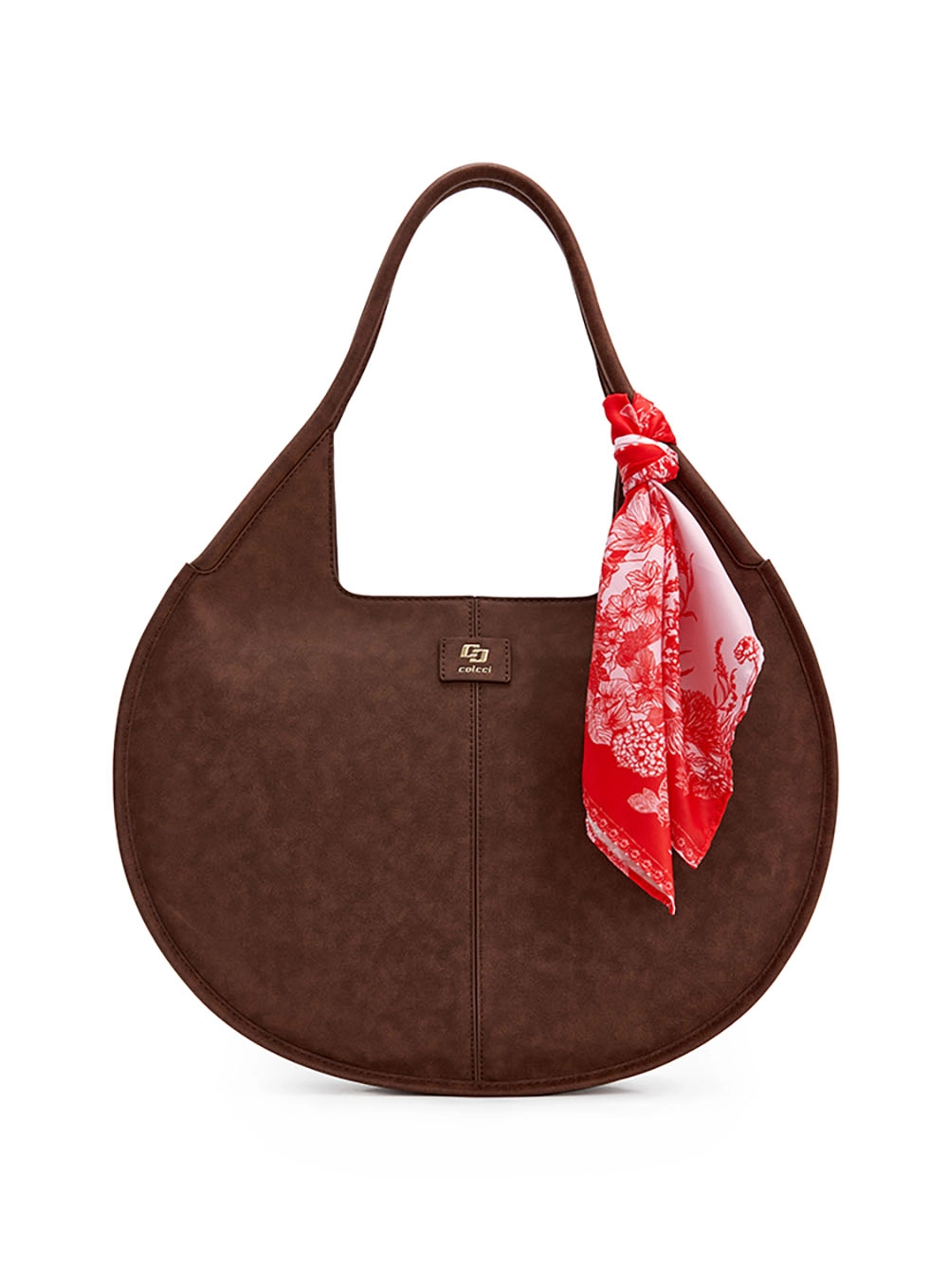 Bolsa Hobo Redonda Com Lenço Café