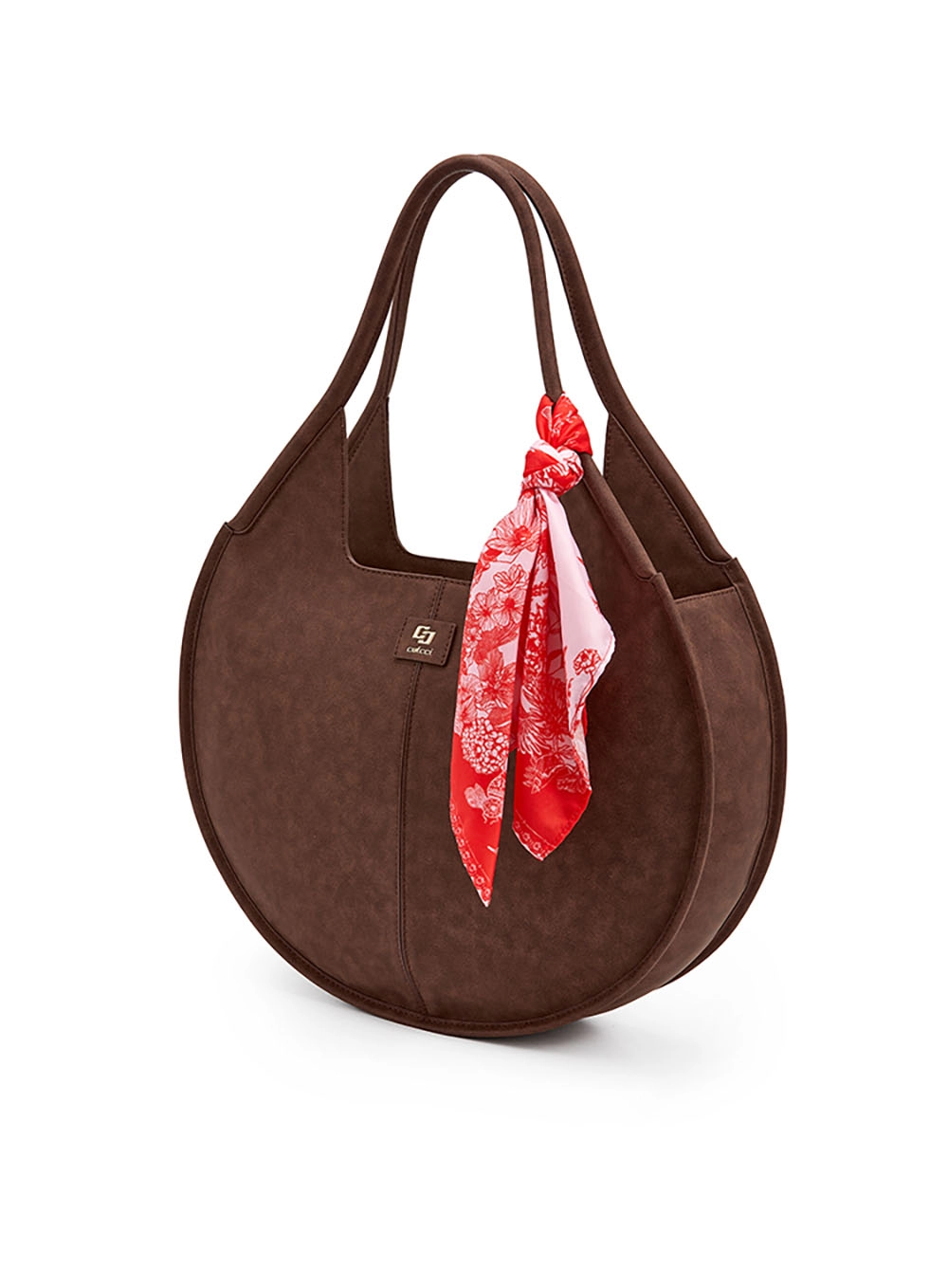 Bolsa Hobo Redonda Com Lenço Café