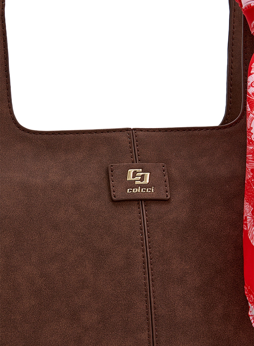 Bolsa Hobo Redonda Com Lenço Café