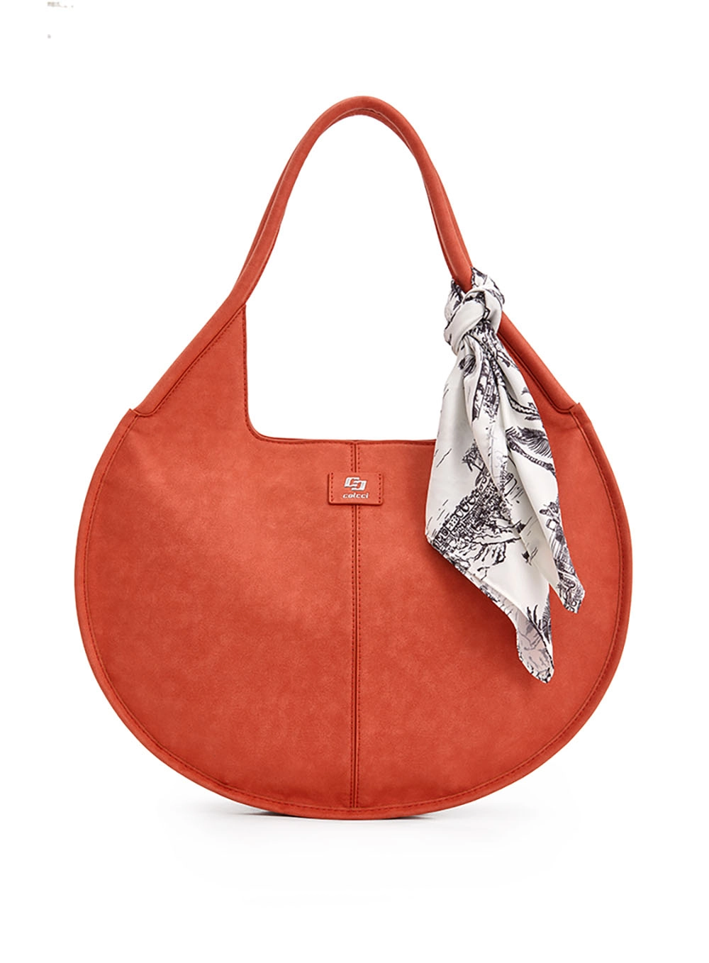 Bolsa Hobo Redonda Com Lenço Laranja