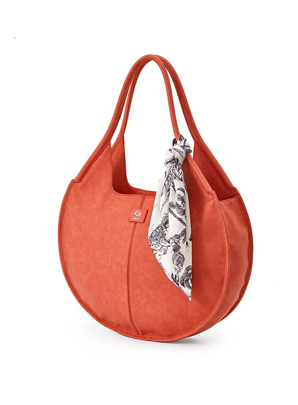 Bolsa Hobo Redonda Com Lenço Laranja