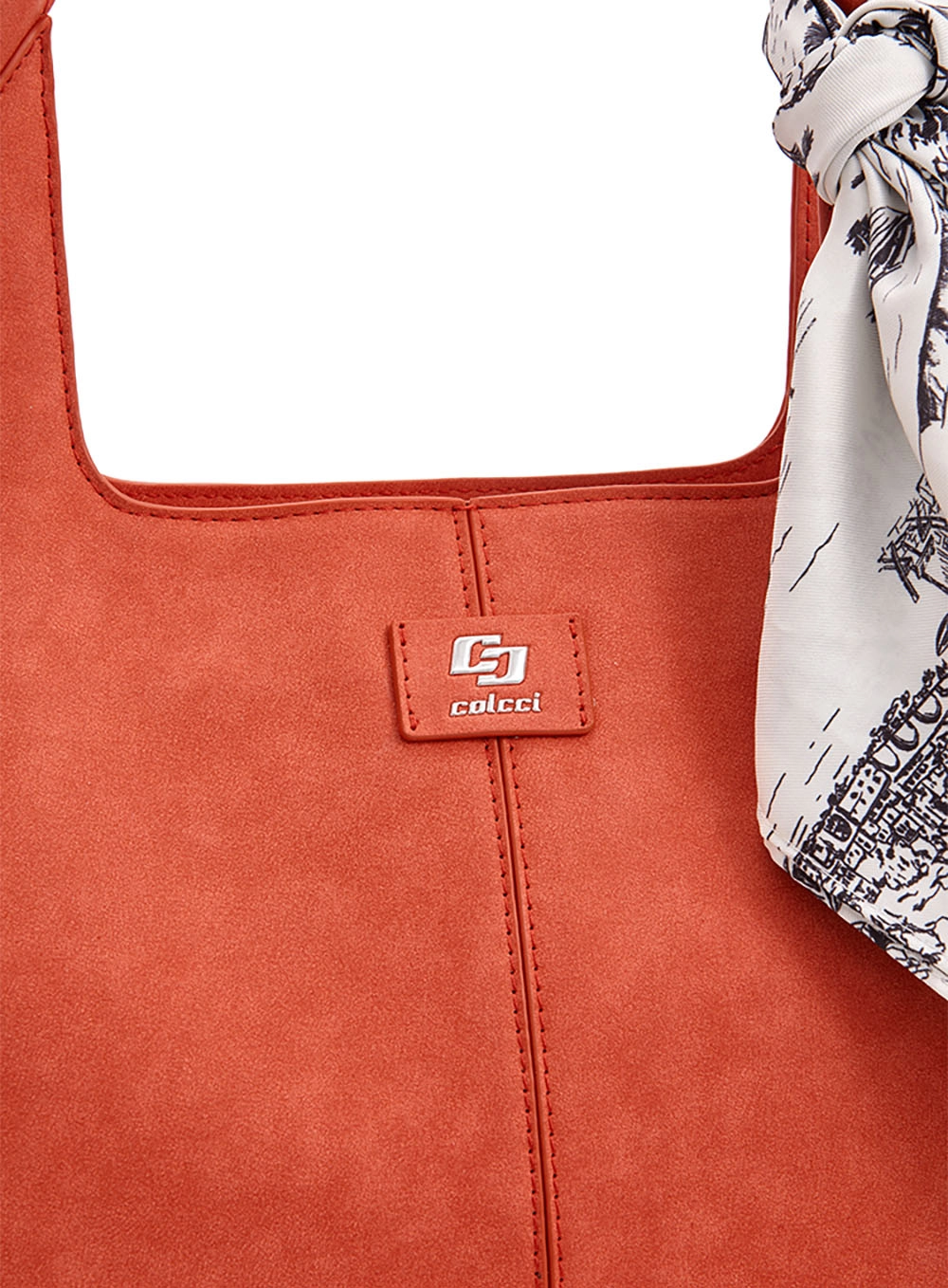 Bolsa Hobo Redonda Com Lenço Laranja