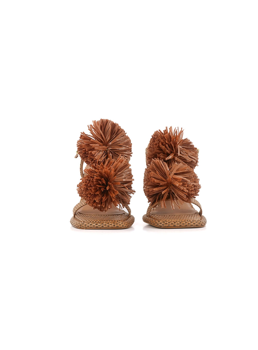 Sandália Alta Palha Pompom Colcci Marrom Evermore