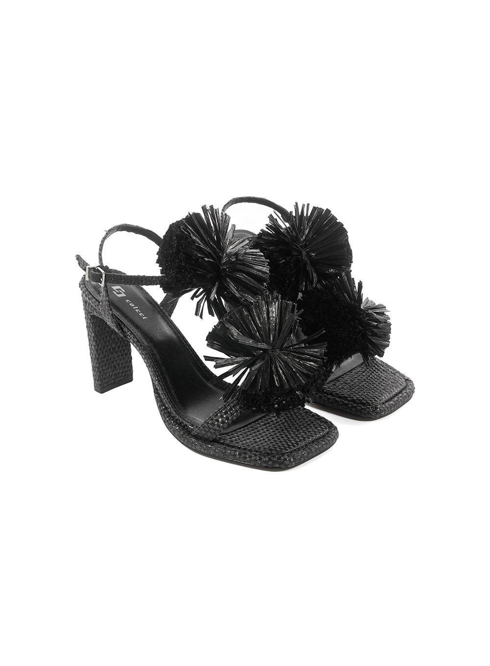 Sandália Alta Palha Pompom Colcci Preto