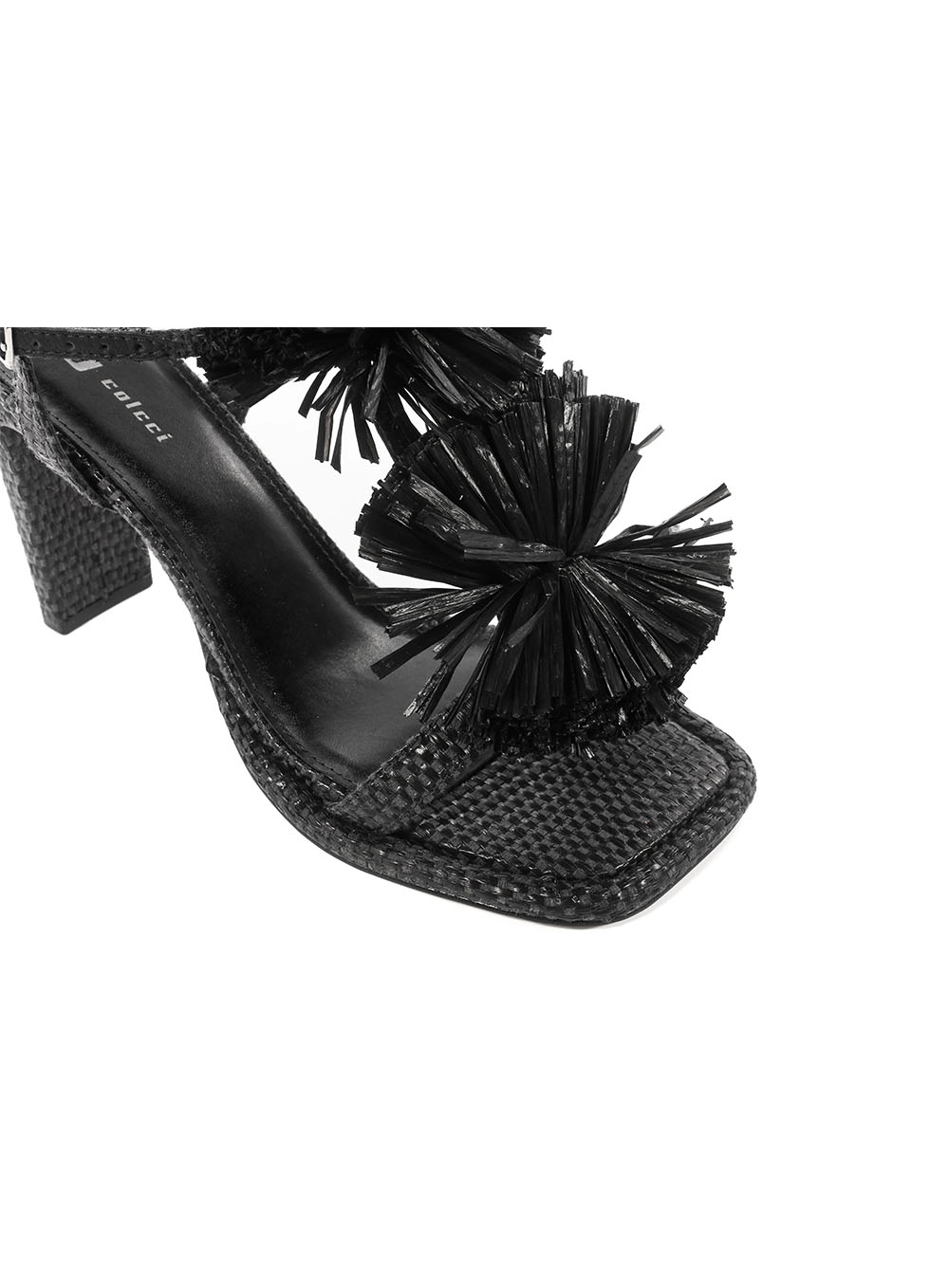 Sandália Alta Palha Pompom Colcci Preto
