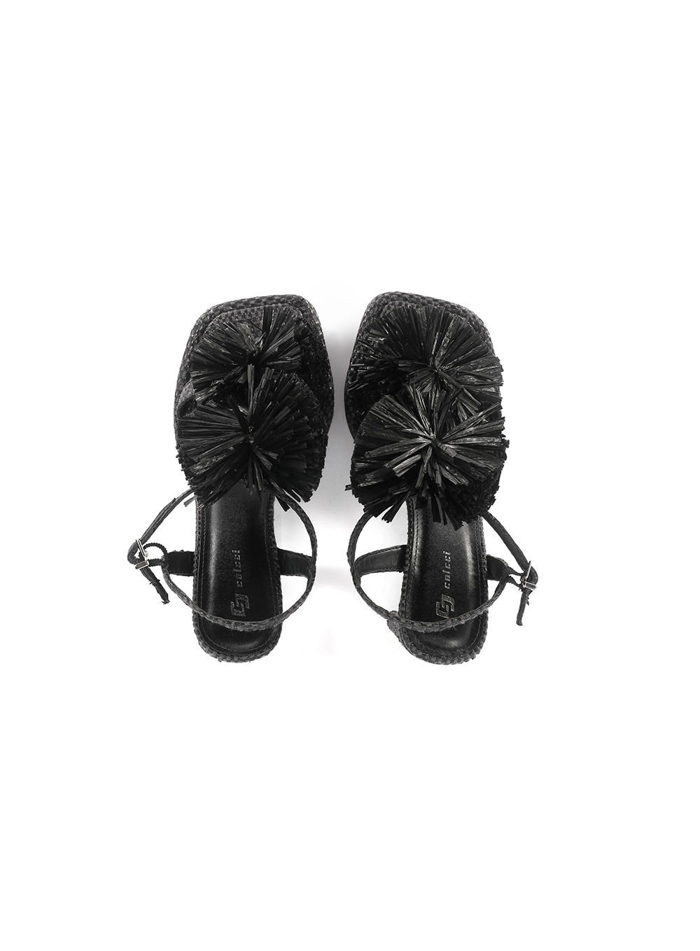Sandália Alta Palha Pompom Colcci Preto