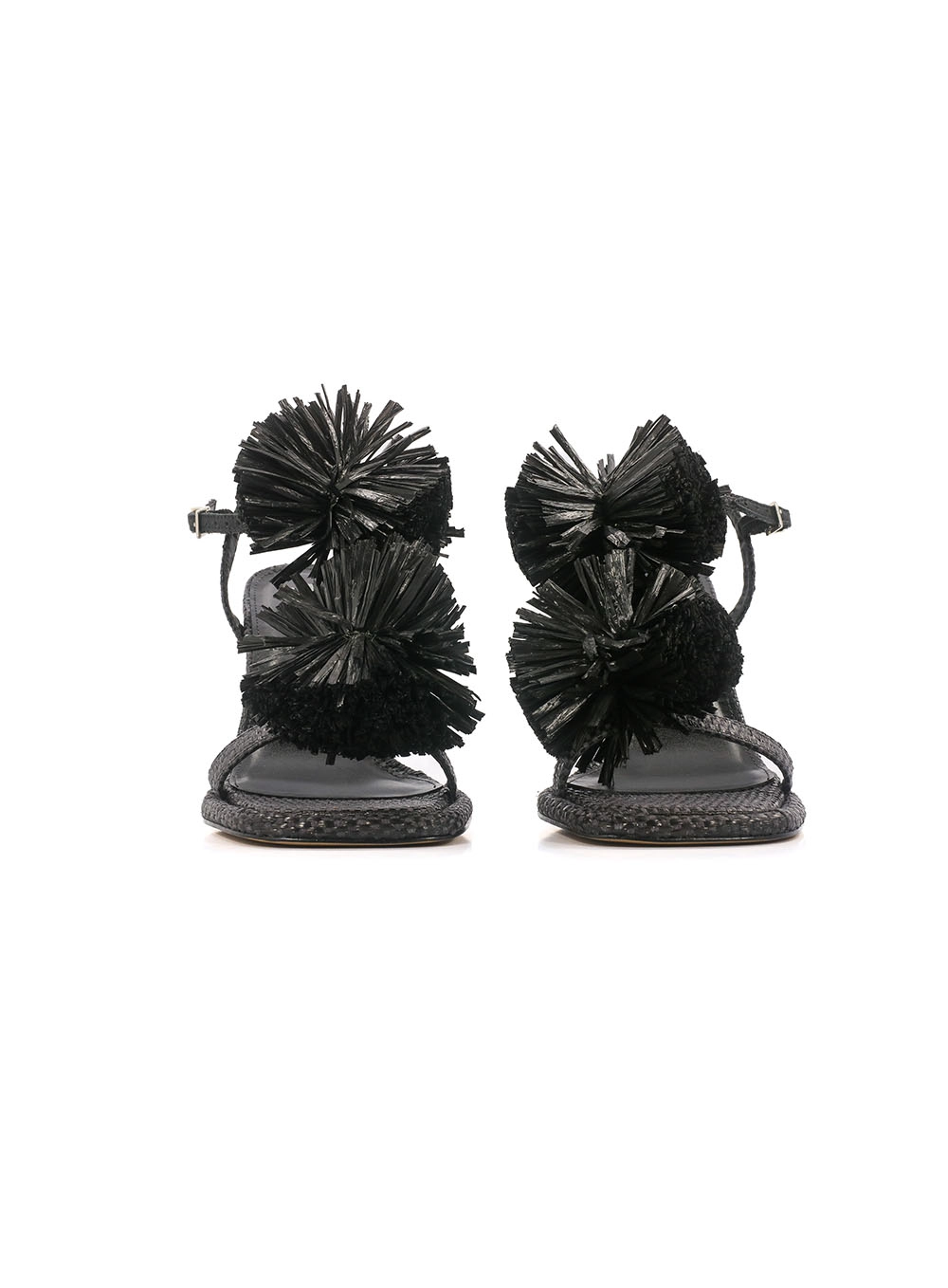 Sandália Alta Palha Pompom Colcci Preto