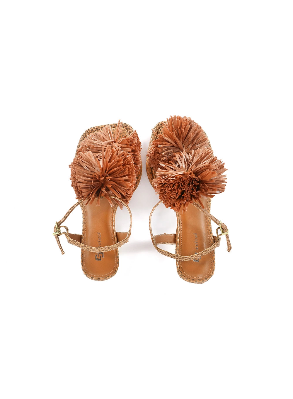 Sandália Alta Palha Pompom Colcci Marrom Evermore