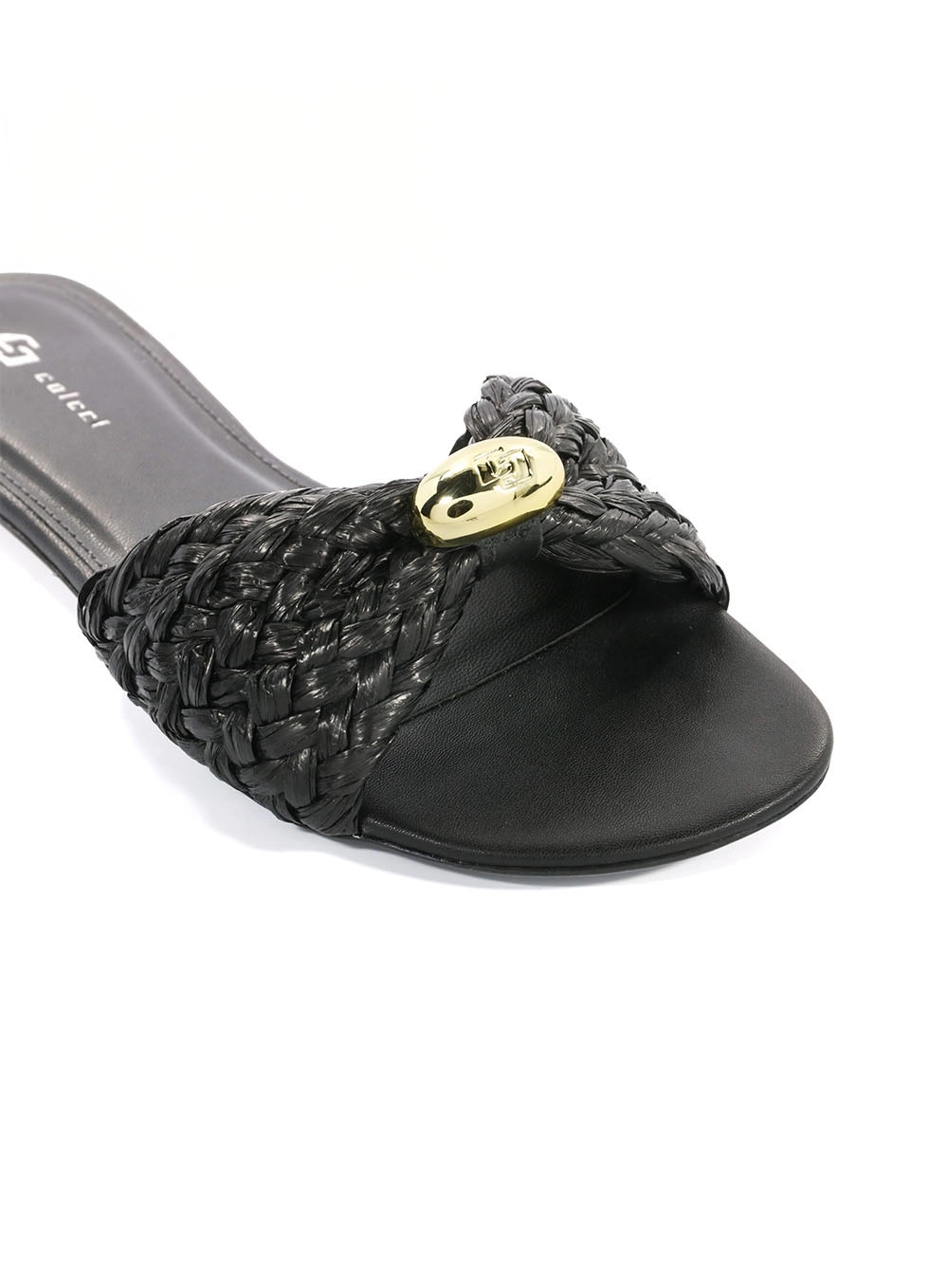 Sandália Rasteira Feminina Colcci Palha Preto