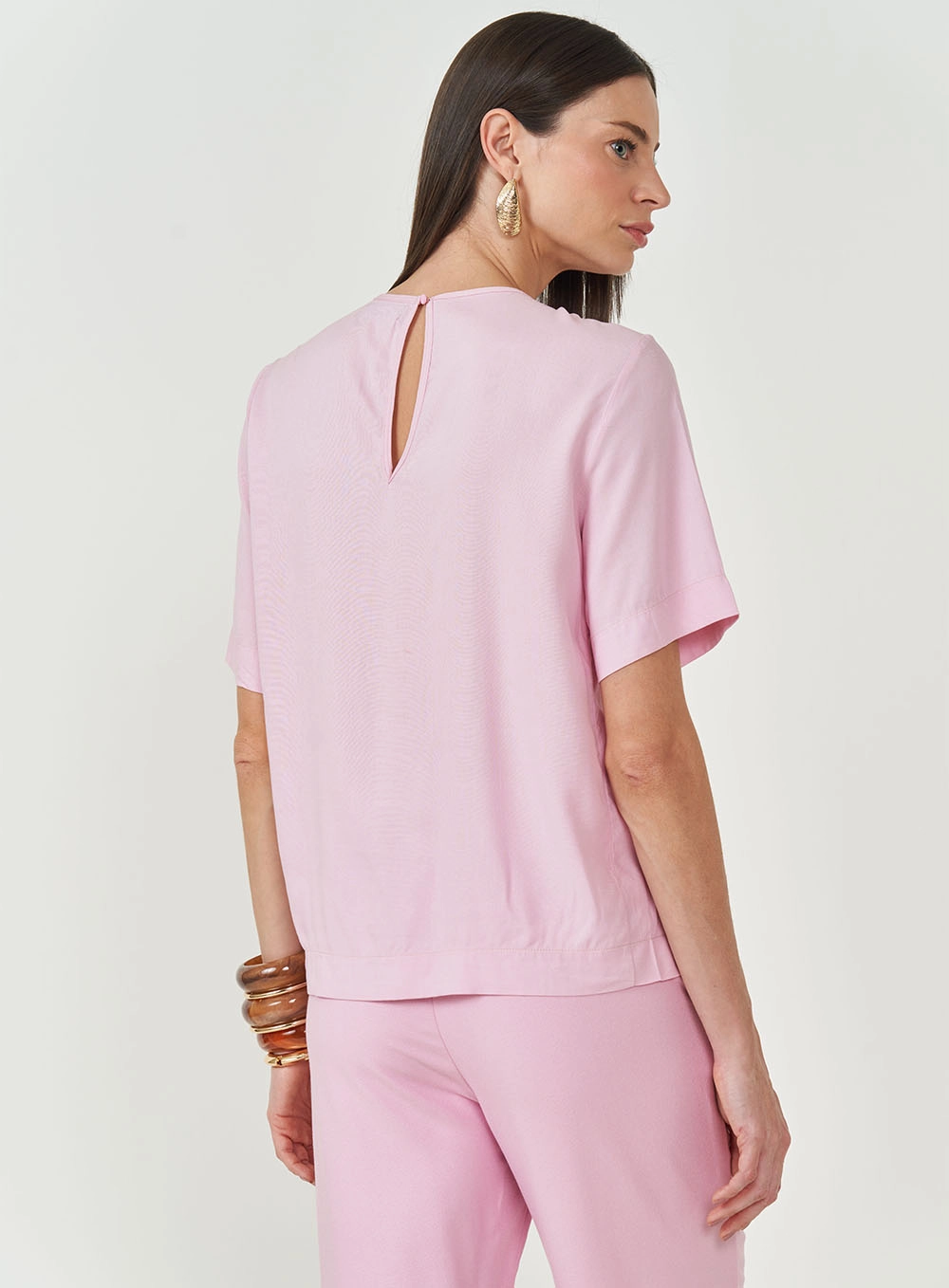 Blusa Comfort Com Franzido Rosa