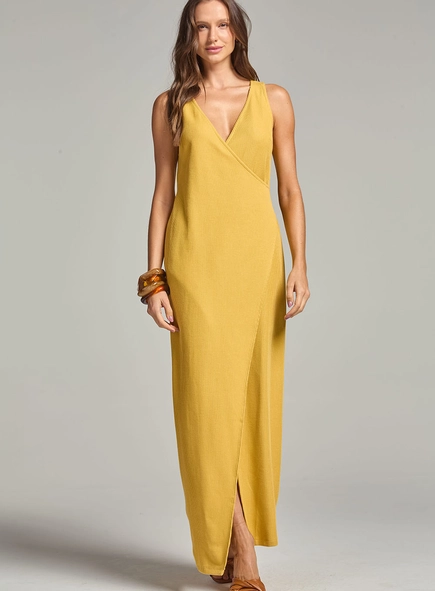 Vestido Longo Com Decote V