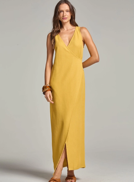 Vestido Longo Com Decote V