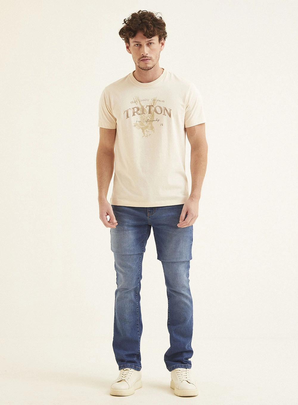 Camiseta Masculina Fit Bege 1
