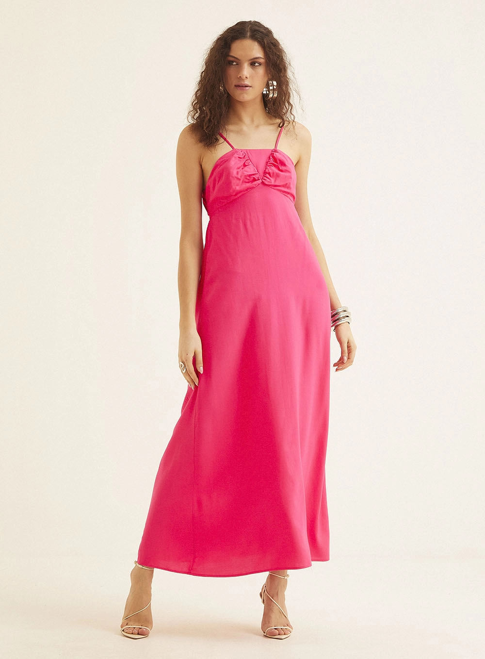 Vestido Longo Com Amarração Rosa 2