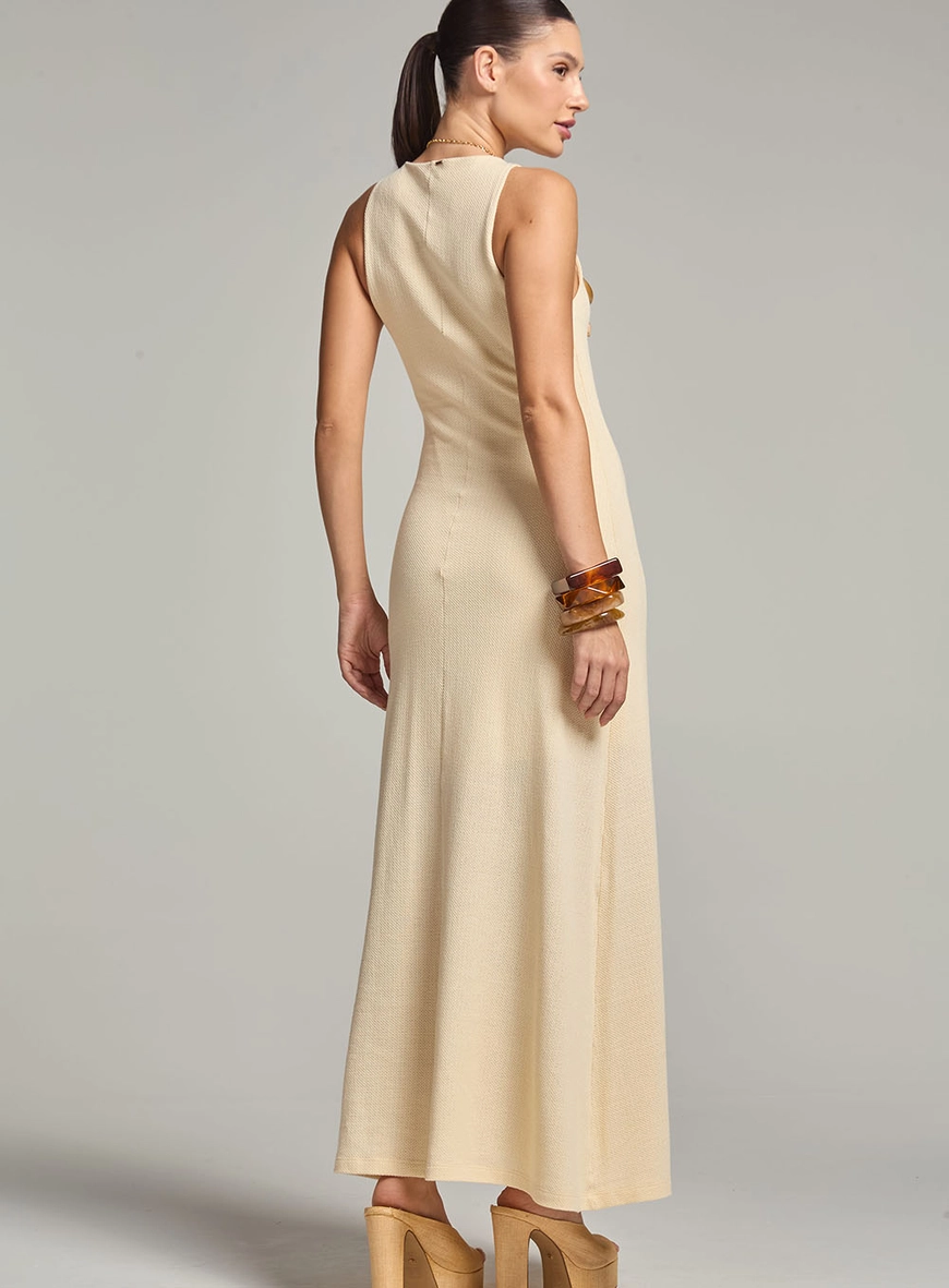 Vestido Evase Longo Bege 4