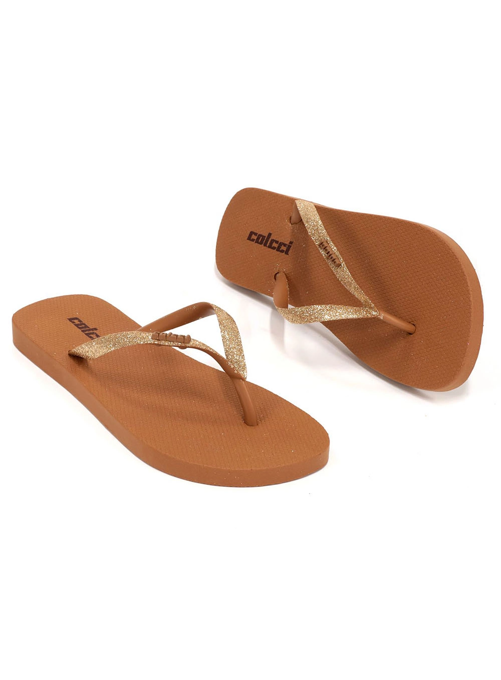Chinelo Fiji Colcci Glitter Marrom Evermore
